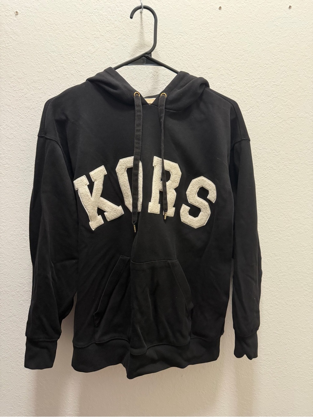MICHAEL Michael Kors Black Kids Hooded Pullover with White KORS Chenille